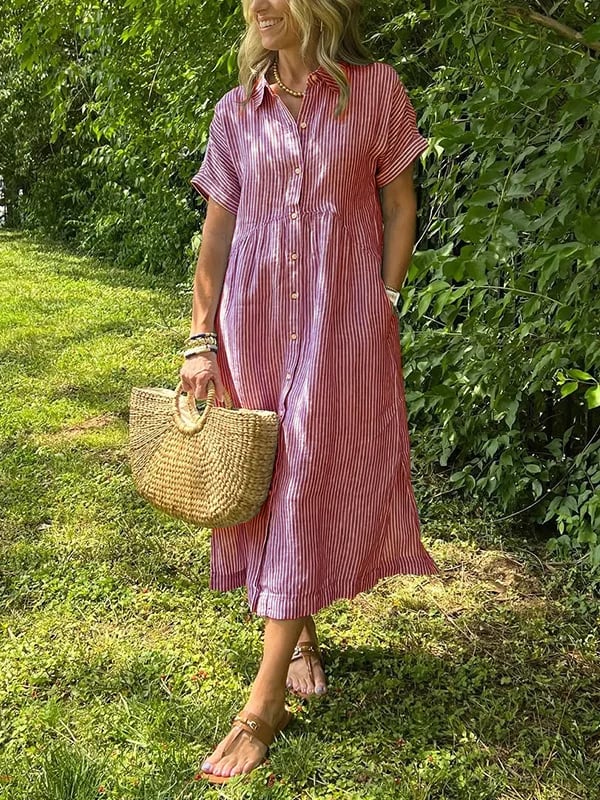 Celira | Striped Button-Up Shirt dress