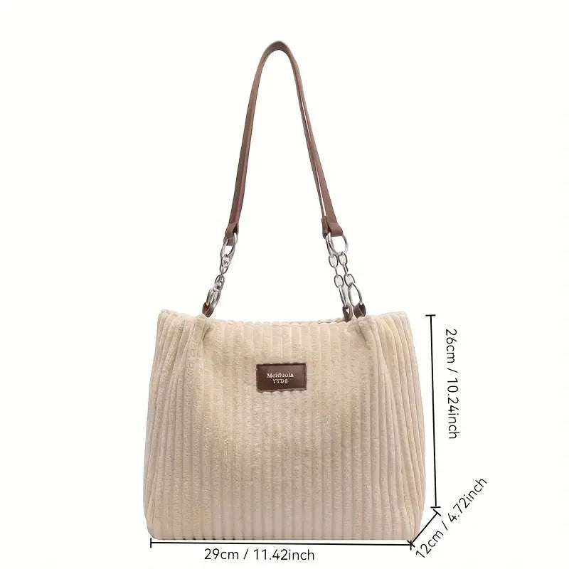 Poppy | Chic Soft Ribbed Bag with Elegant Metal Chain