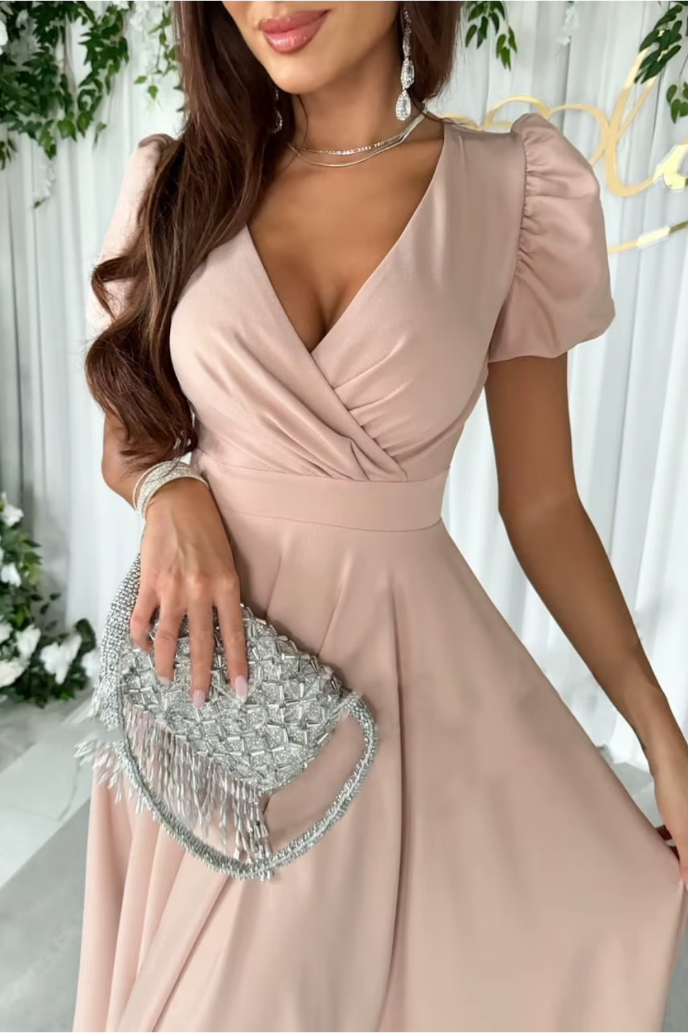 Hayden Anika - Elegant V-Neck Midi Dress