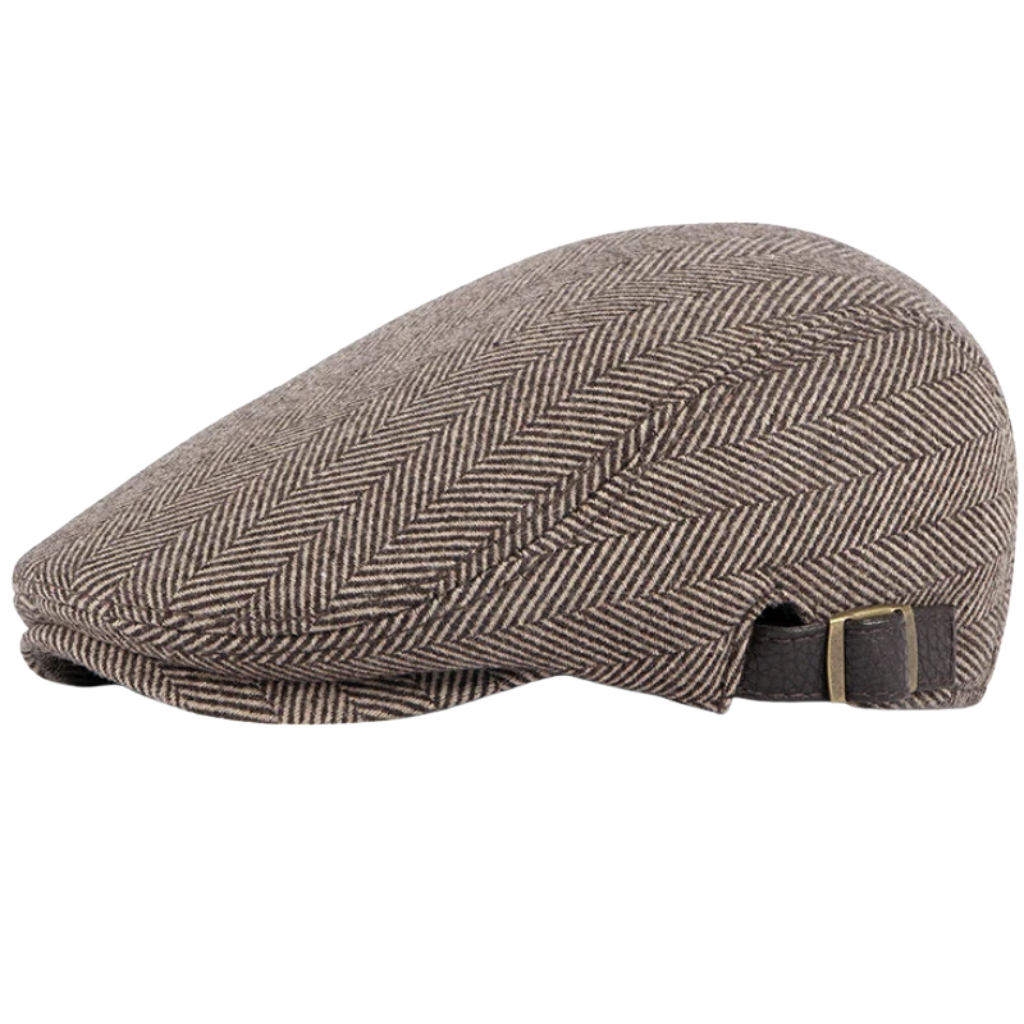 Edwin | Wool herringbone flat cap (Brown)