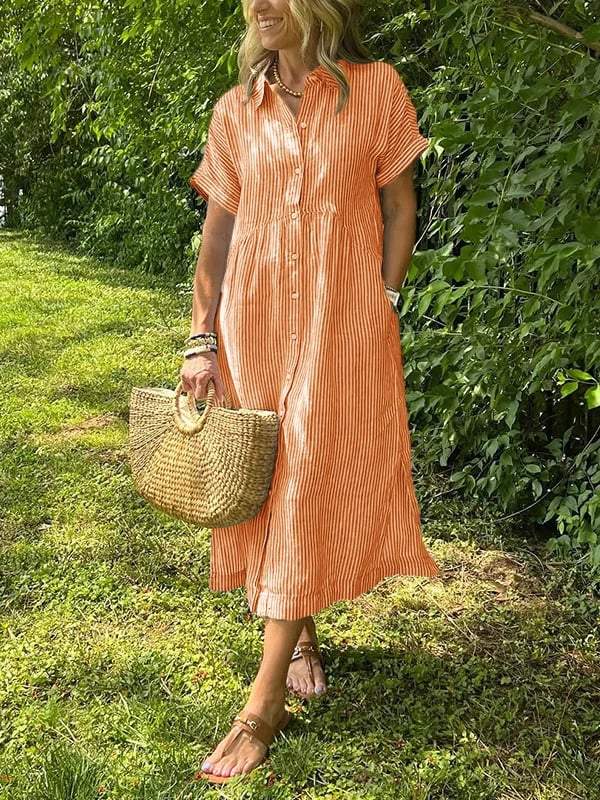 Celira | Striped Button-Up Shirt dress