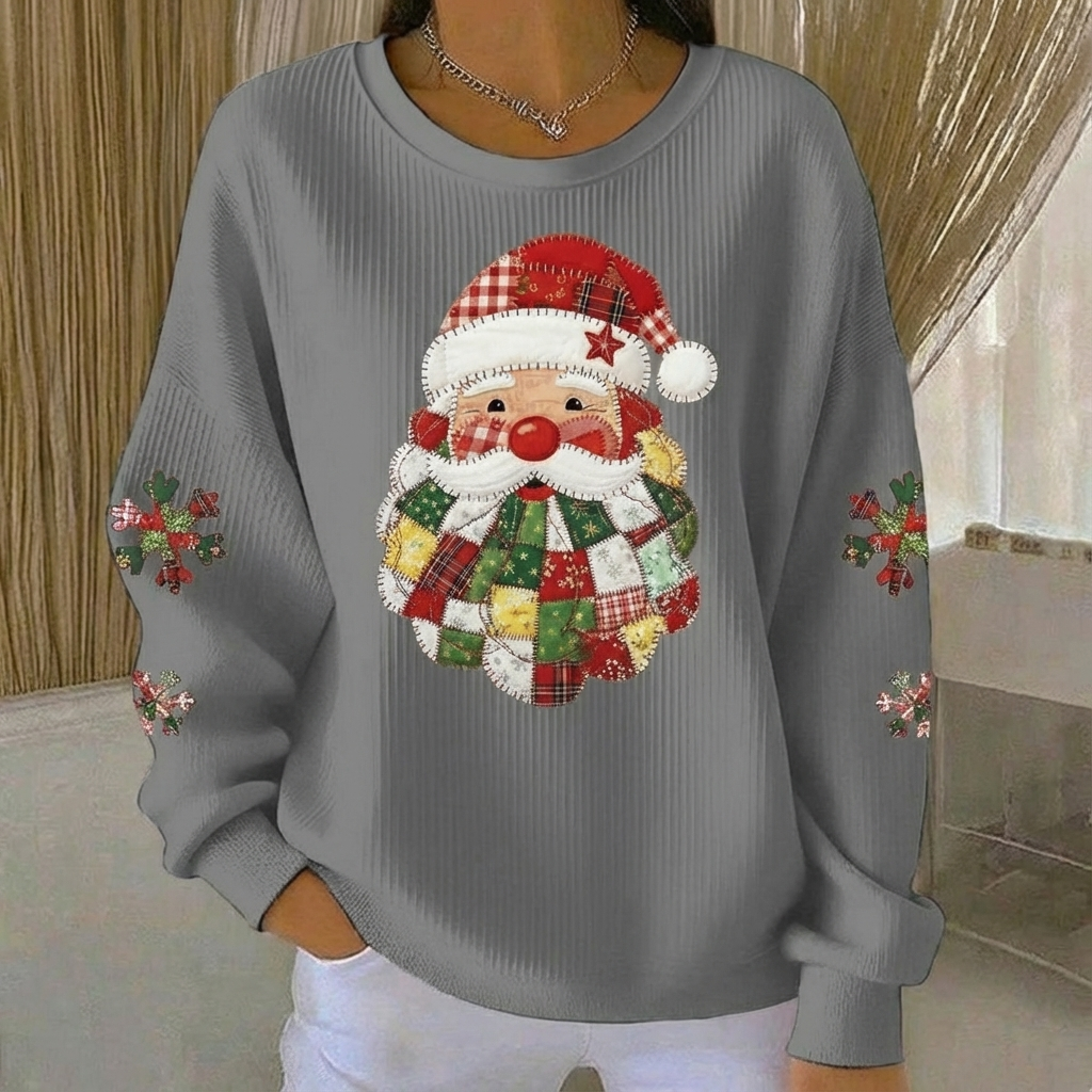 Monroe™ Patchwork Santa Holiday Sweater