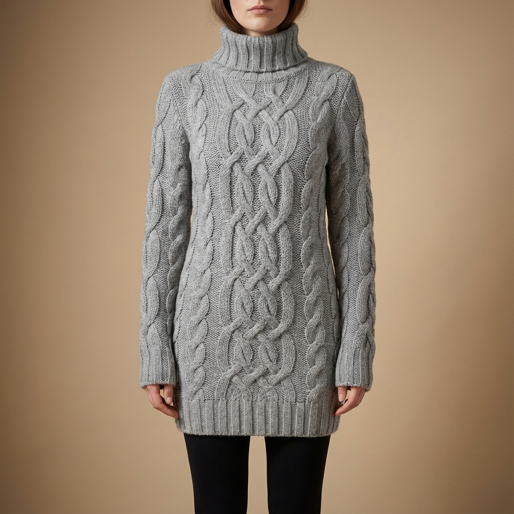 Monroe™ Cozy Cable Knit Turtleneck Winter Dress
