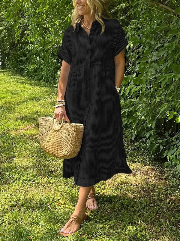 Celira | Striped Button-Up Shirt dress