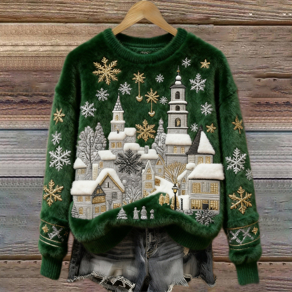 Monroe™ Winter Village Embroidered Sweater