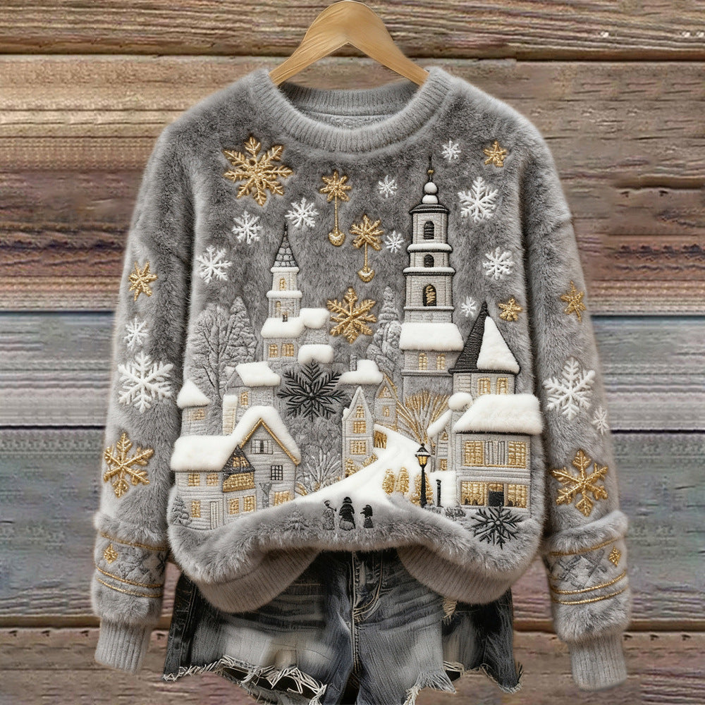 Monroe™ Winter Village Embroidered Sweater