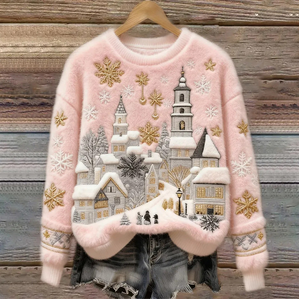Monroe™ Winter Village Embroidered Sweater