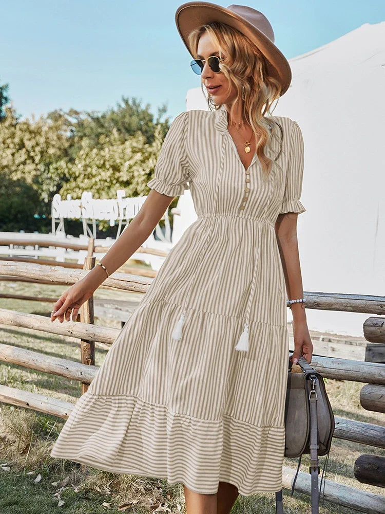 Elodie | Striped Tassel Midi