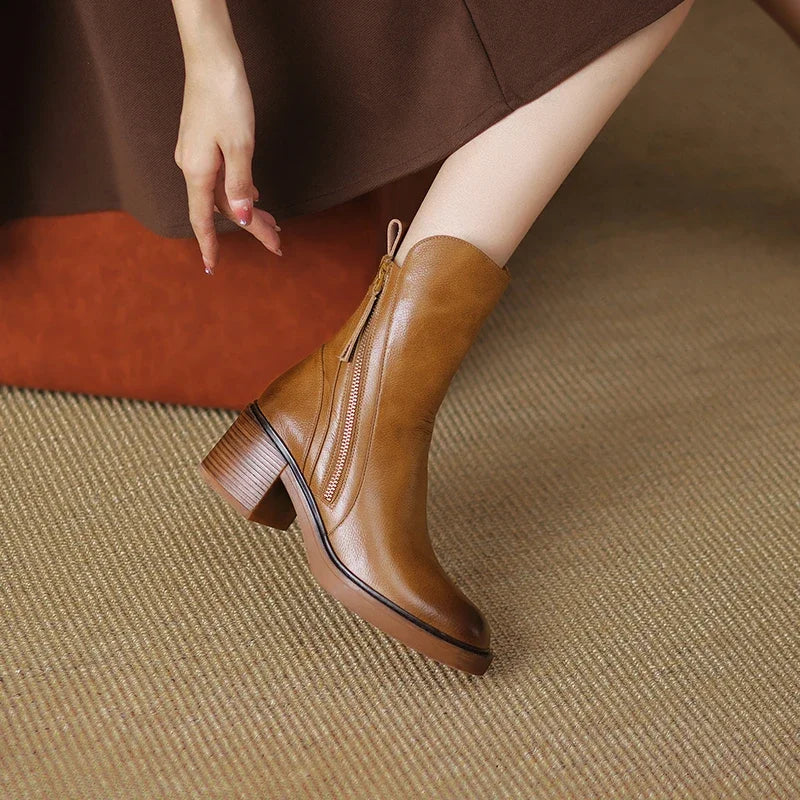 Savannah - Chic Leather Ankle Boots for Ultimate Comfort