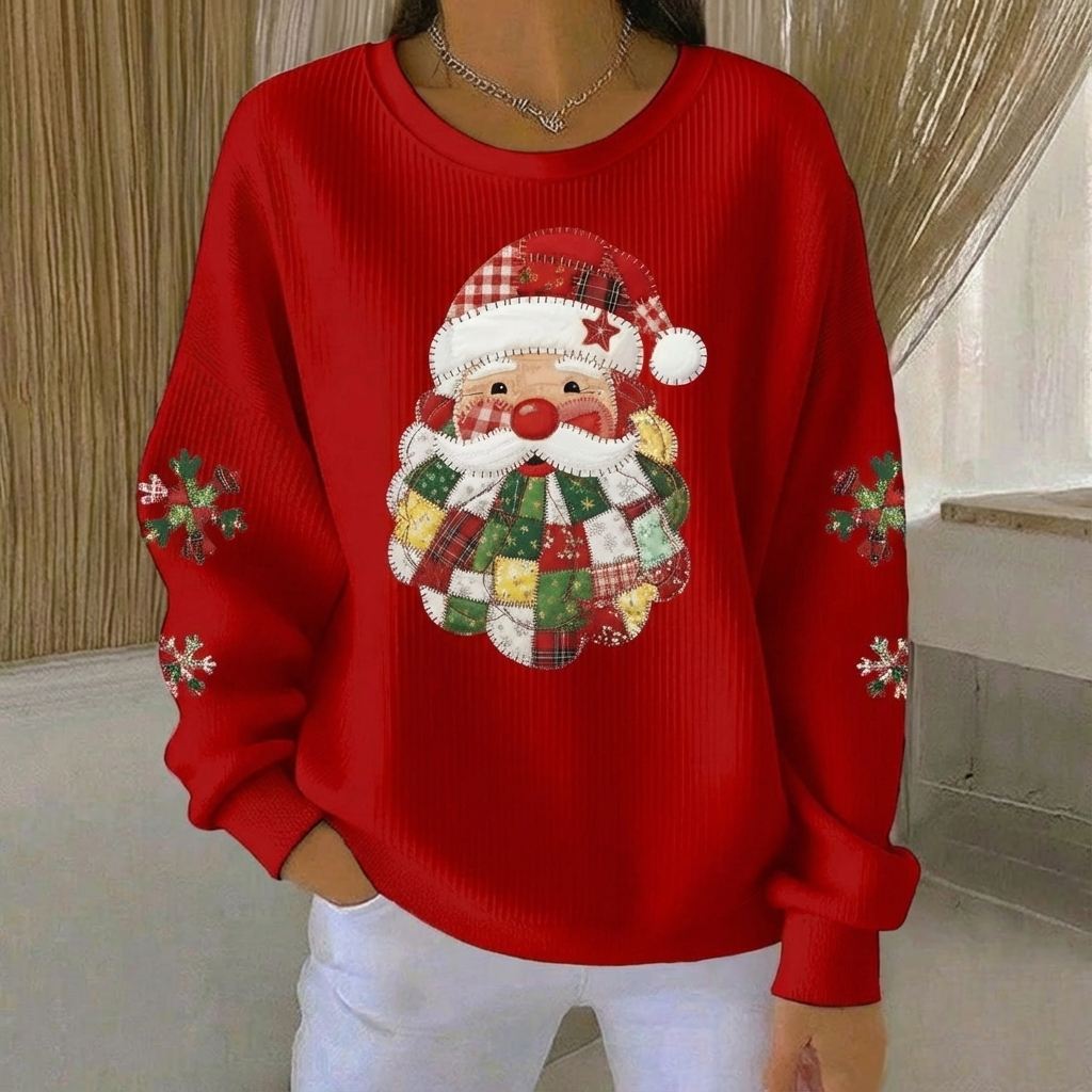 Monroe™ Patchwork Santa Holiday Sweater