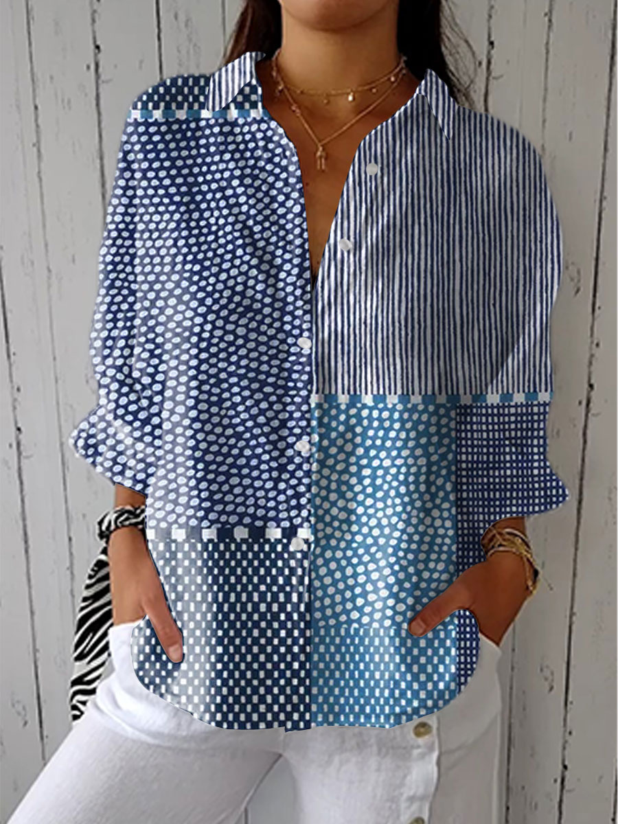 Fiora | Ocean Patchwork Blouse