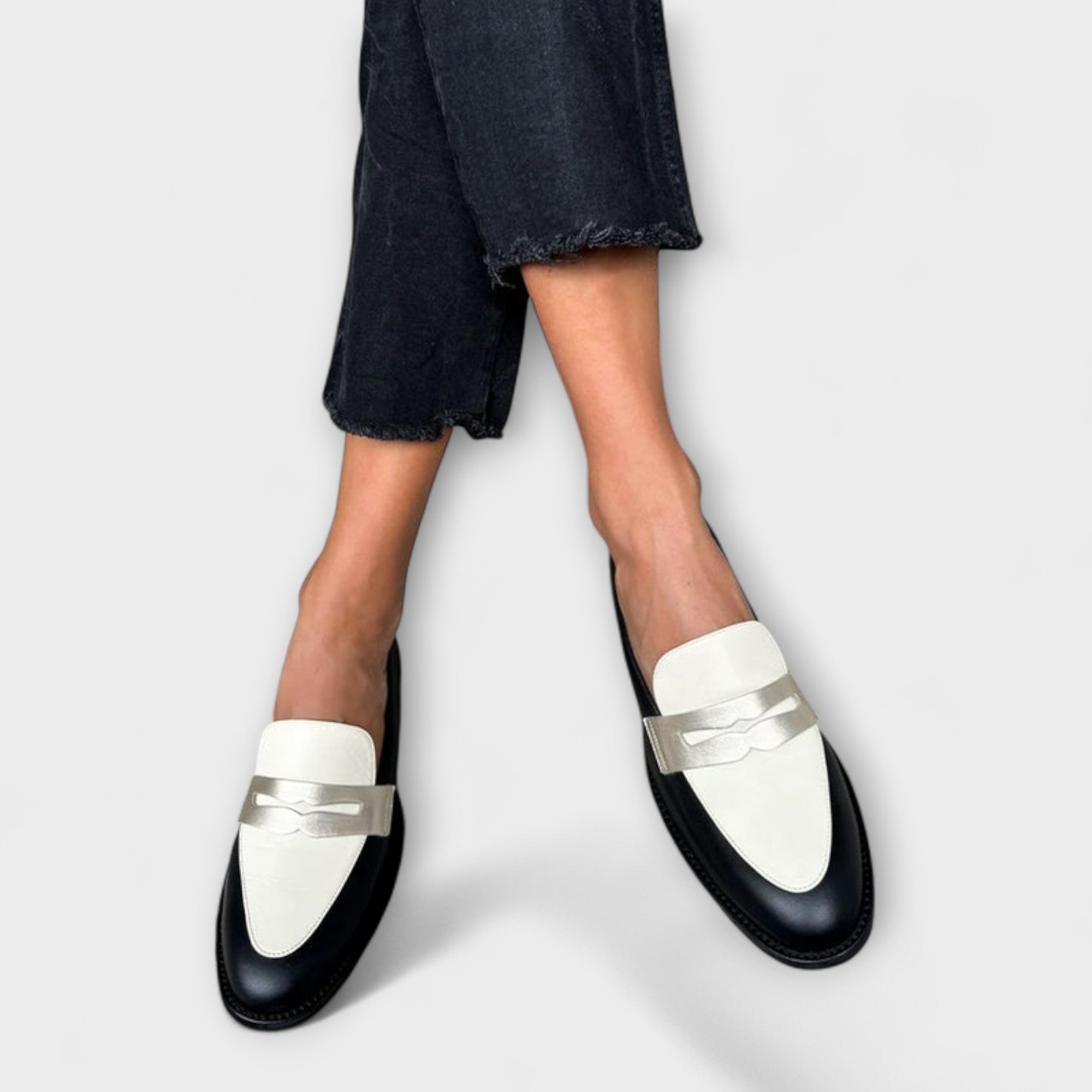 Xara – Metallic Shine Black Loafers