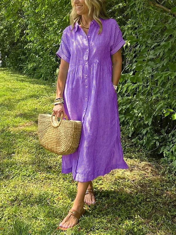 Celira | Striped Button-Up Shirt dress