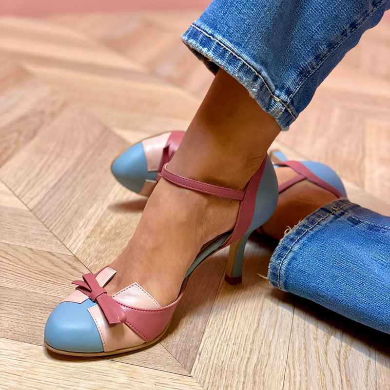 Bellarosa - Colorful orthopedic sandals with bow and strap, round toe