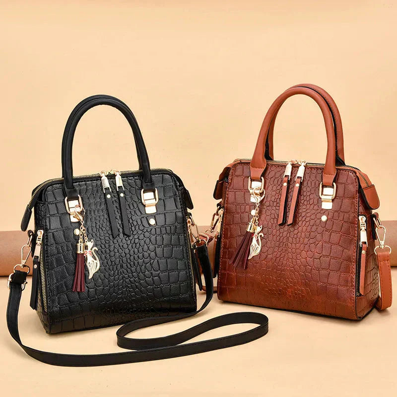 Isla | Premium Crocodile-Embossed Leather Handbag