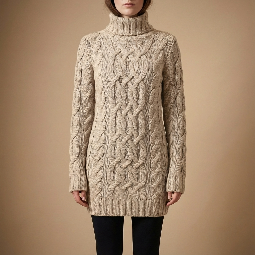Monroe™ Cozy Cable Knit Turtleneck Winter Dress