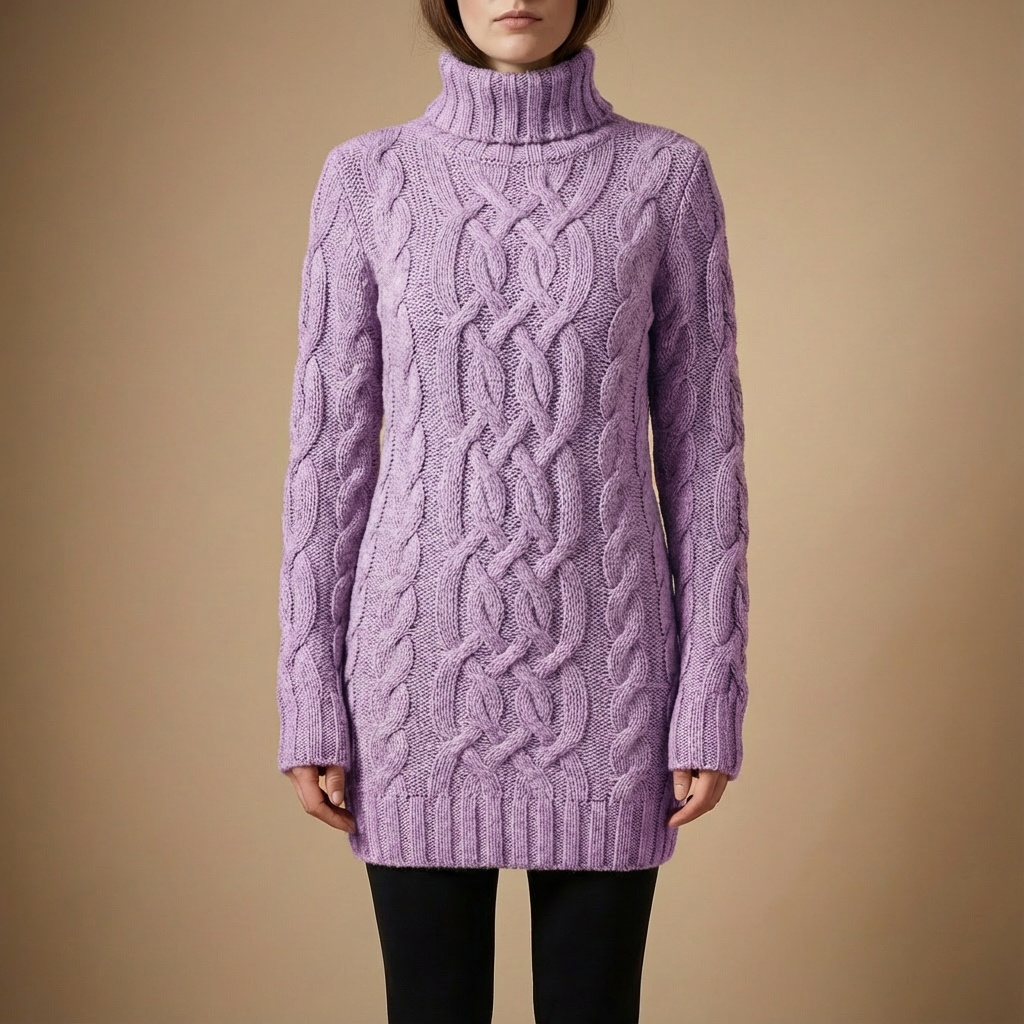 Monroe™ Cozy Cable Knit Turtleneck Winter Dress