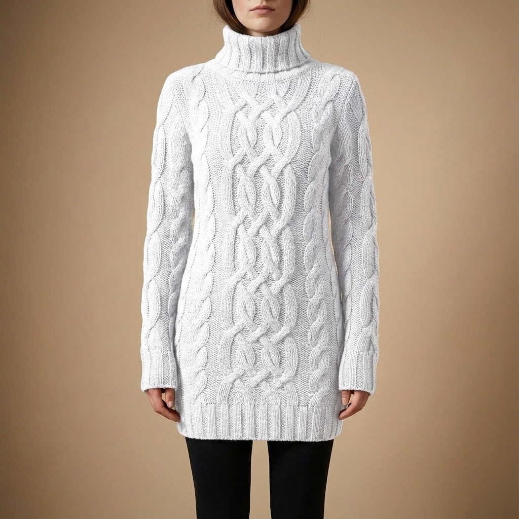 Monroe™ Cozy Cable Knit Turtleneck Winter Dress