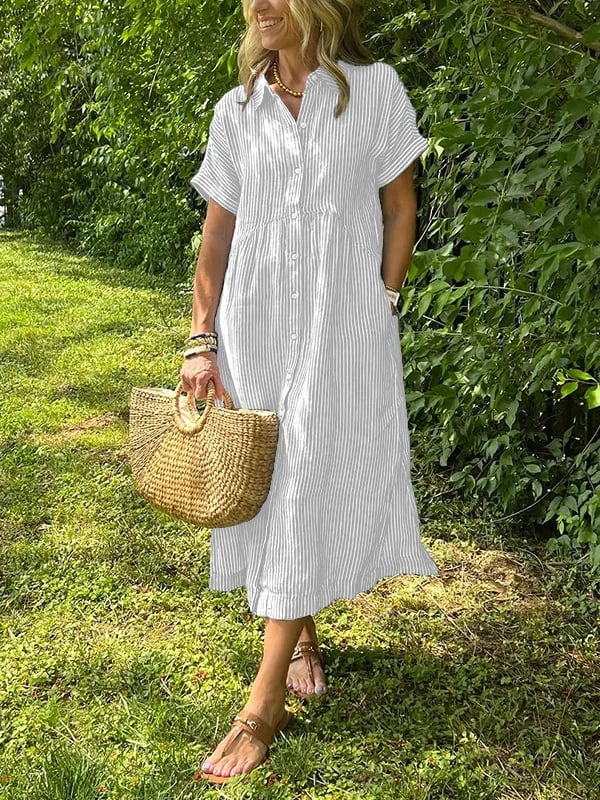 Celira | Striped Button-Up Shirt dress