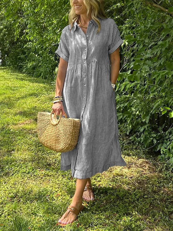 Celira | Striped Button-Up Shirt dress
