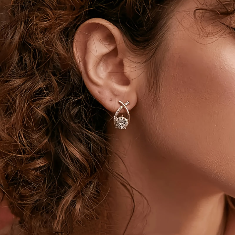 O&O - Golden Cross Zirconia Stud Earrings