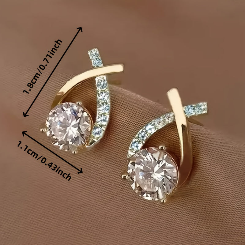 O&O - Golden Cross Zirconia Stud Earrings