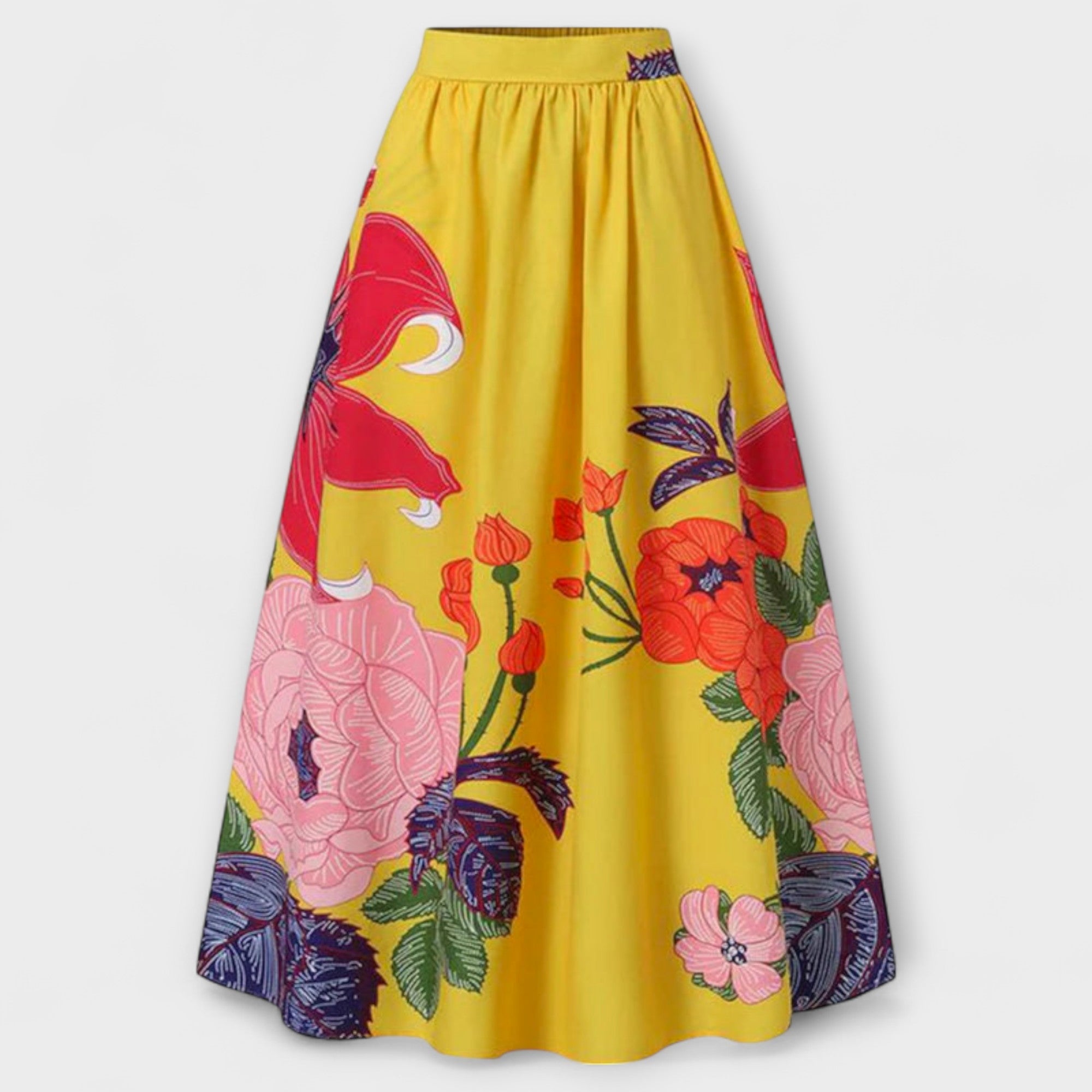 Ysolda - Stylish High-Waisted Floral Print Skirt