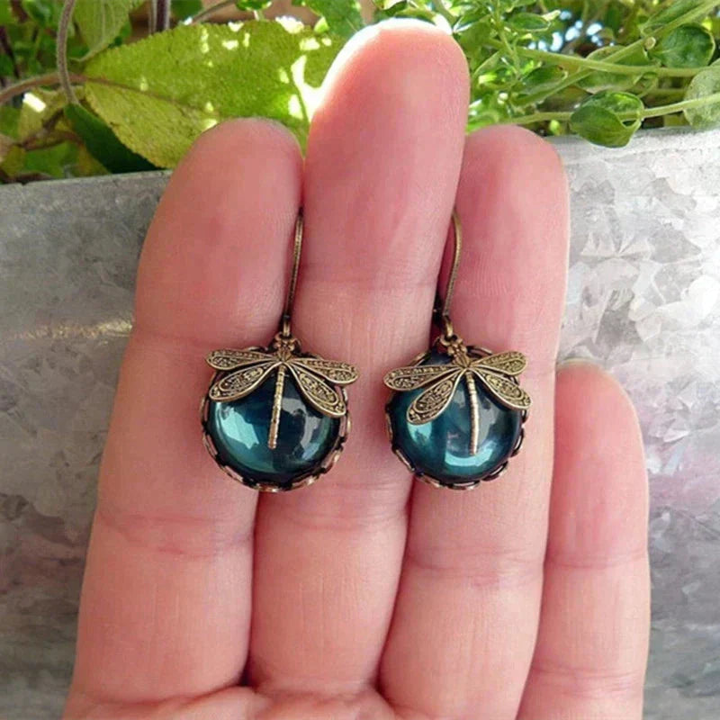Antique Gold Dragonfly Earrings