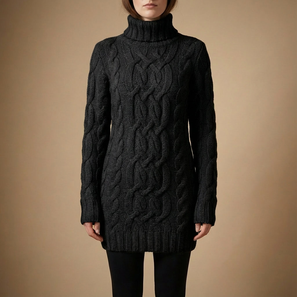 Monroe™ Cozy Cable Knit Turtleneck Winter Dress