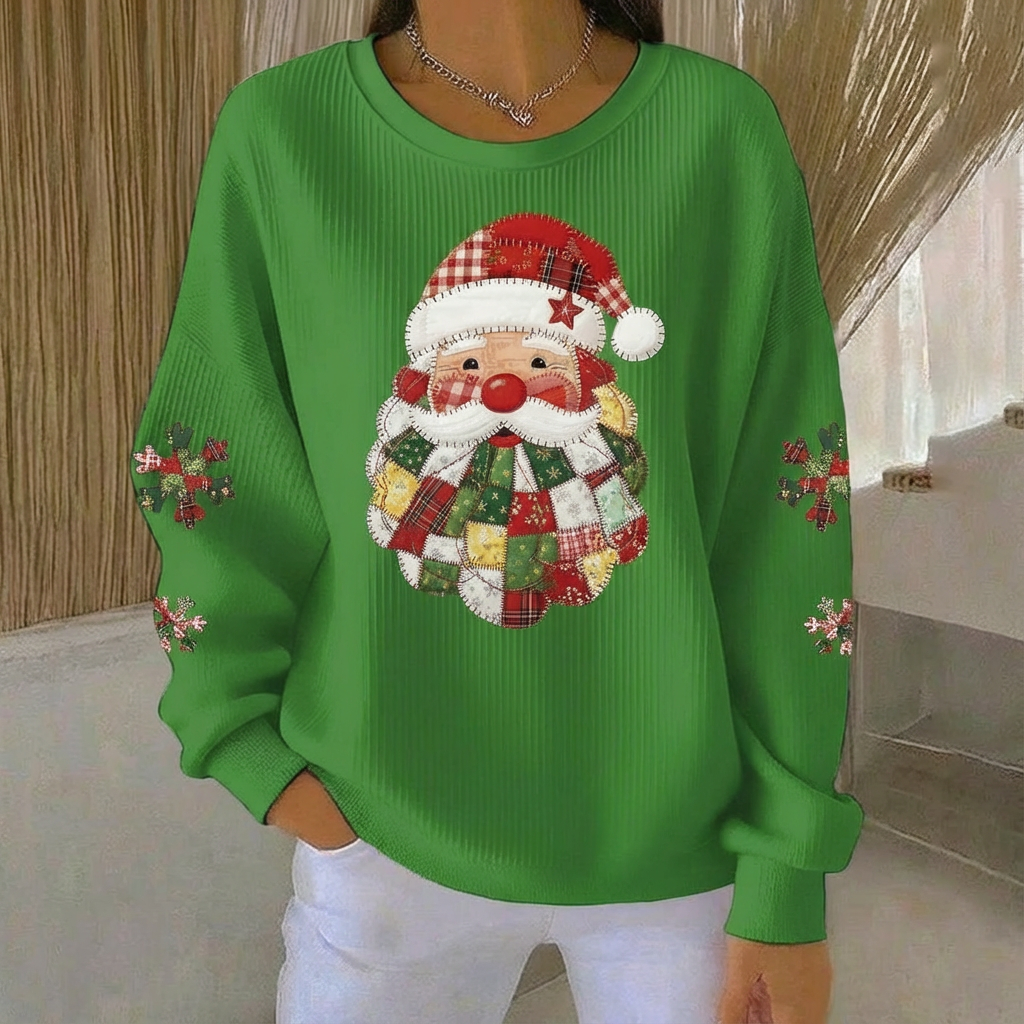Monroe™ Patchwork Santa Holiday Sweater