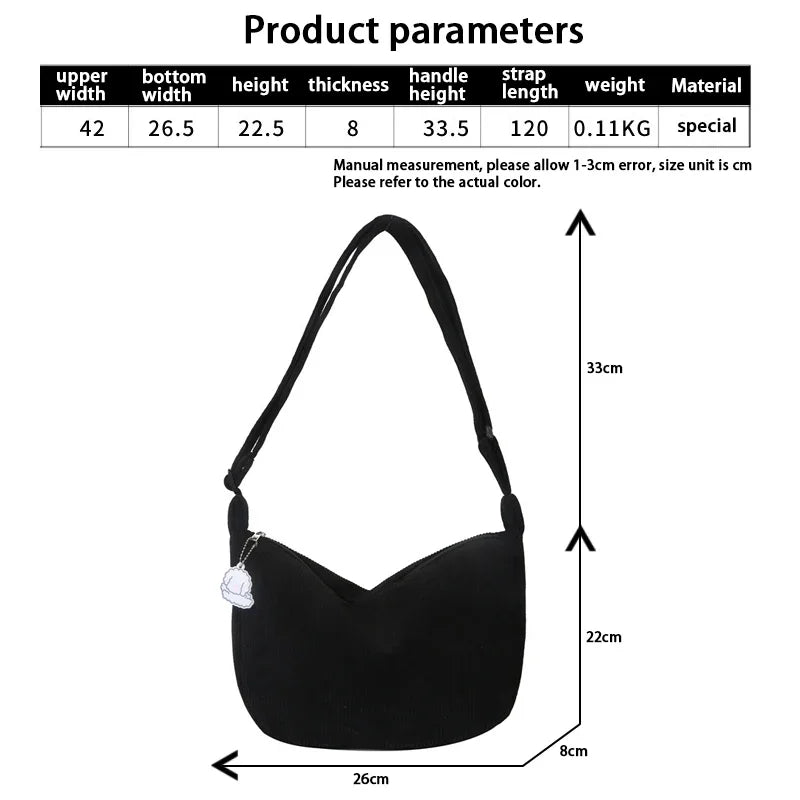 Corduroy Shoulder Bags for Women