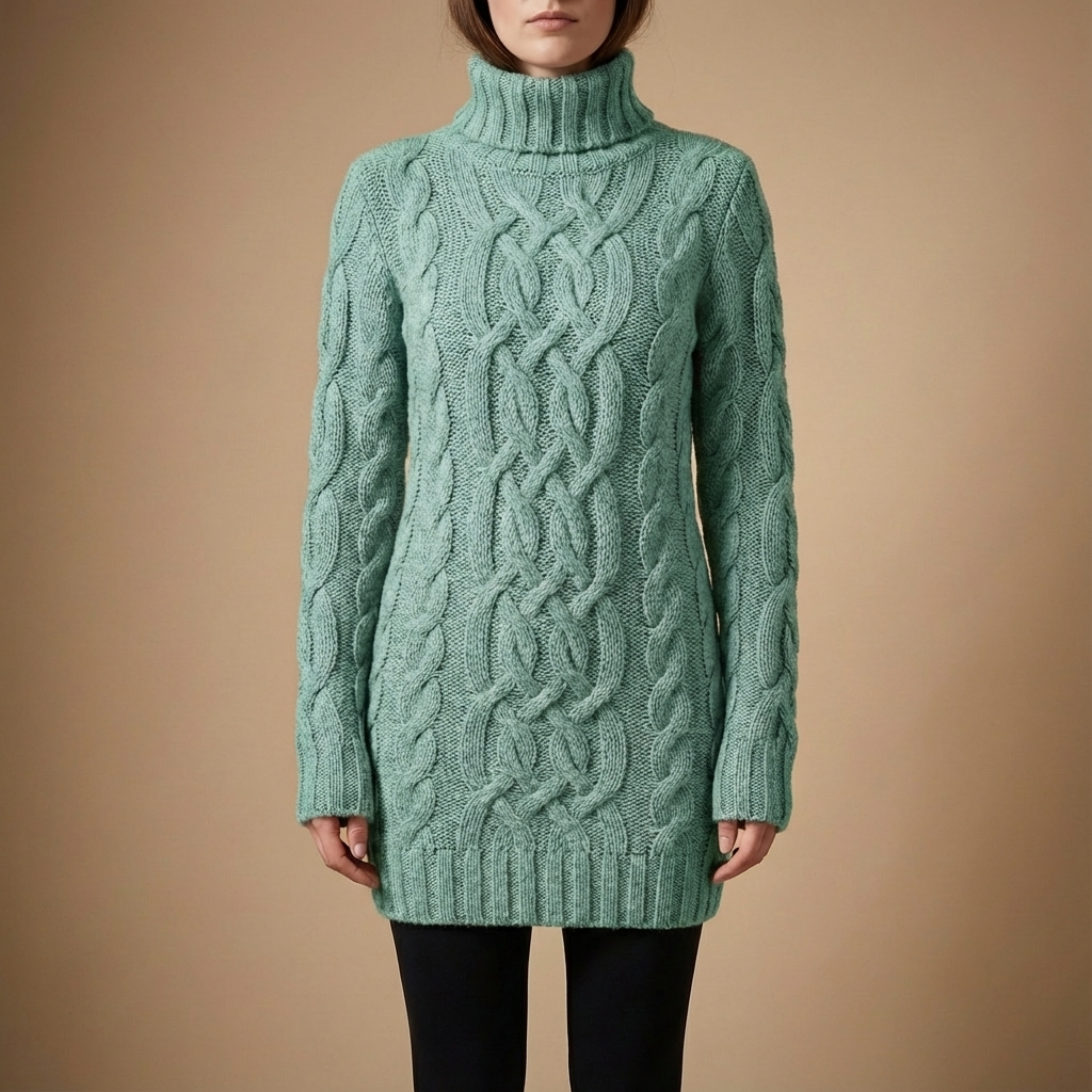 Monroe™ Cozy Cable Knit Turtleneck Winter Dress