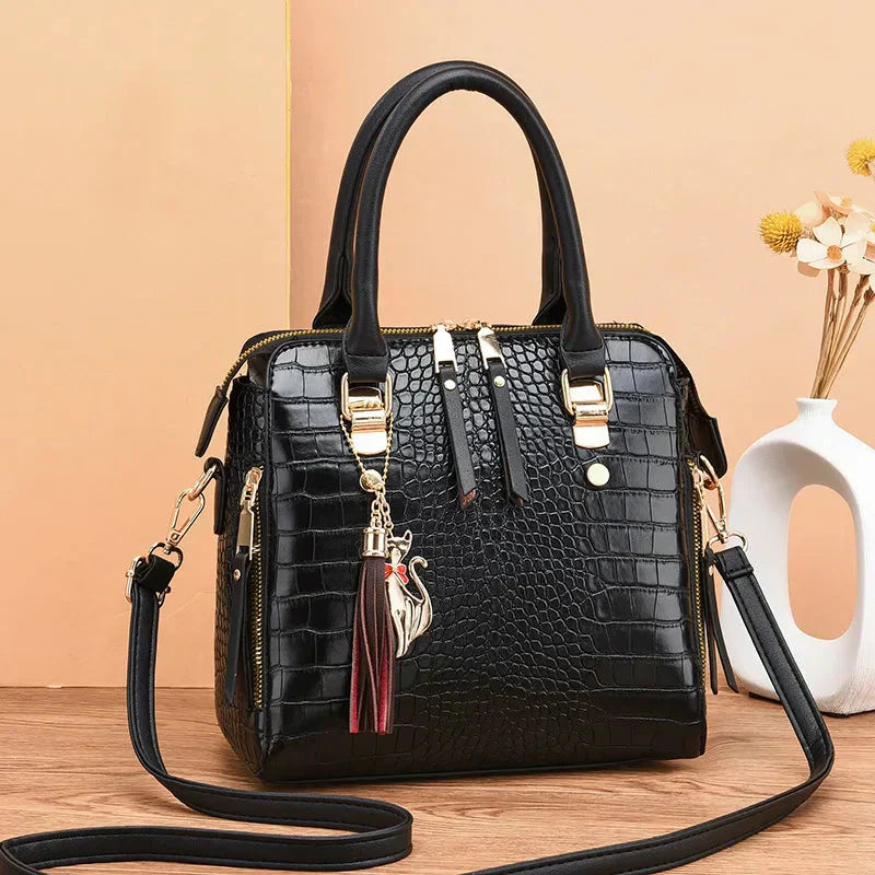 Isla | Premium Crocodile-Embossed Leather Handbag