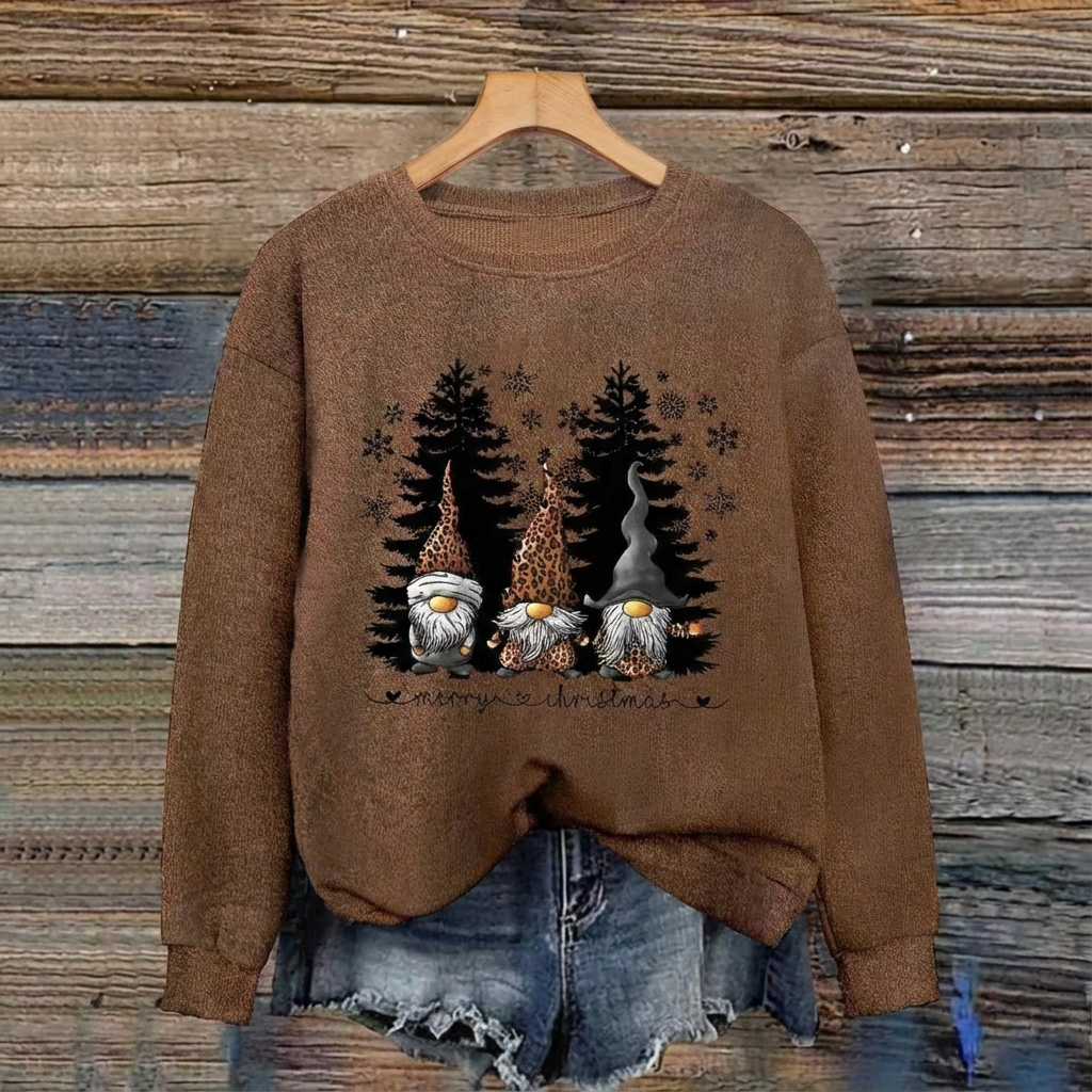Monroe™ Cozy Leopard Gnome Christmas Sweater